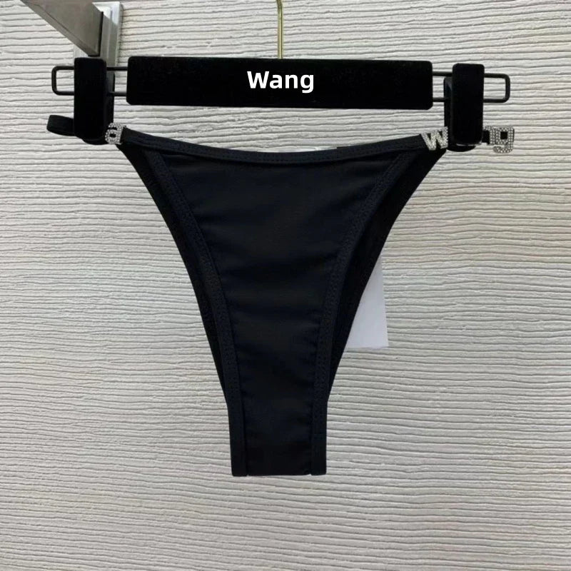 Skovae | Ny Rhinestone Bogstav Wang Strand Bikini Luxushjemmeskaber Y2K Mode Sexet Kvinder Strand Bikini Duo Sæt