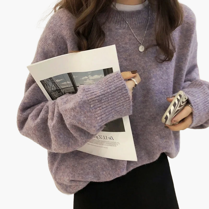 Stilla | Oversize Strikpullover Retro-Udseende Fritid Efterår Vinter