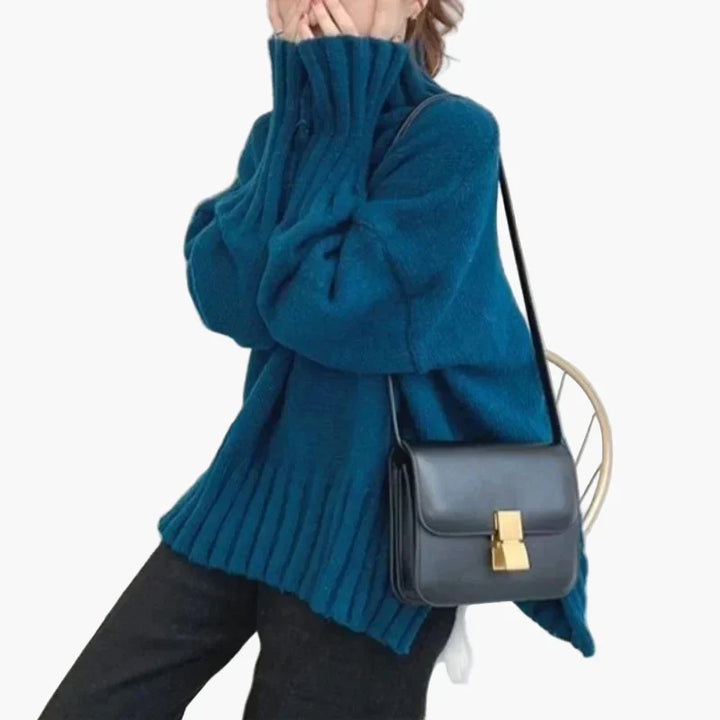 Stilla | Oversize Pullover med Høj Krave - Fashionabel Koreansk Stil til Efterår og Vinter