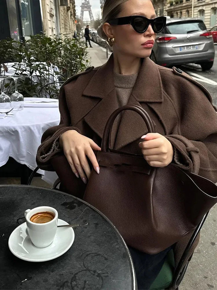 Stilla | Kaffeewol Jakke Løs og Behagelig
