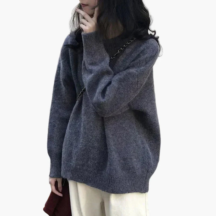 Stilla | Oversize Strikpullover Retro-Udseende Fritid Efterår Vinter