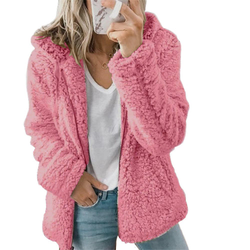 Stilla | Dame Mode Elegant Bamse Teddy Pels Frakke: Blød Fleece Frakke Med Lommer Og Lynlås