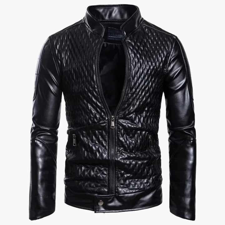 Stilla | Overgangsjakke I Biker-Stil med Høj Krave og Diamant-Design - Perfekt til Hverdag og Fritid
