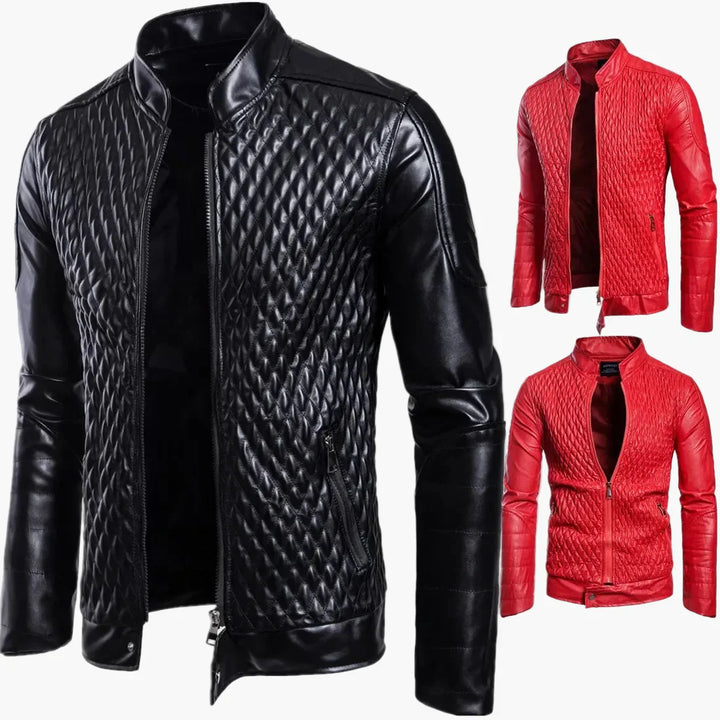 Stilla | Overgangsjakke I Biker-Stil med Høj Krave og Diamant-Design - Perfekt til Hverdag og Fritid