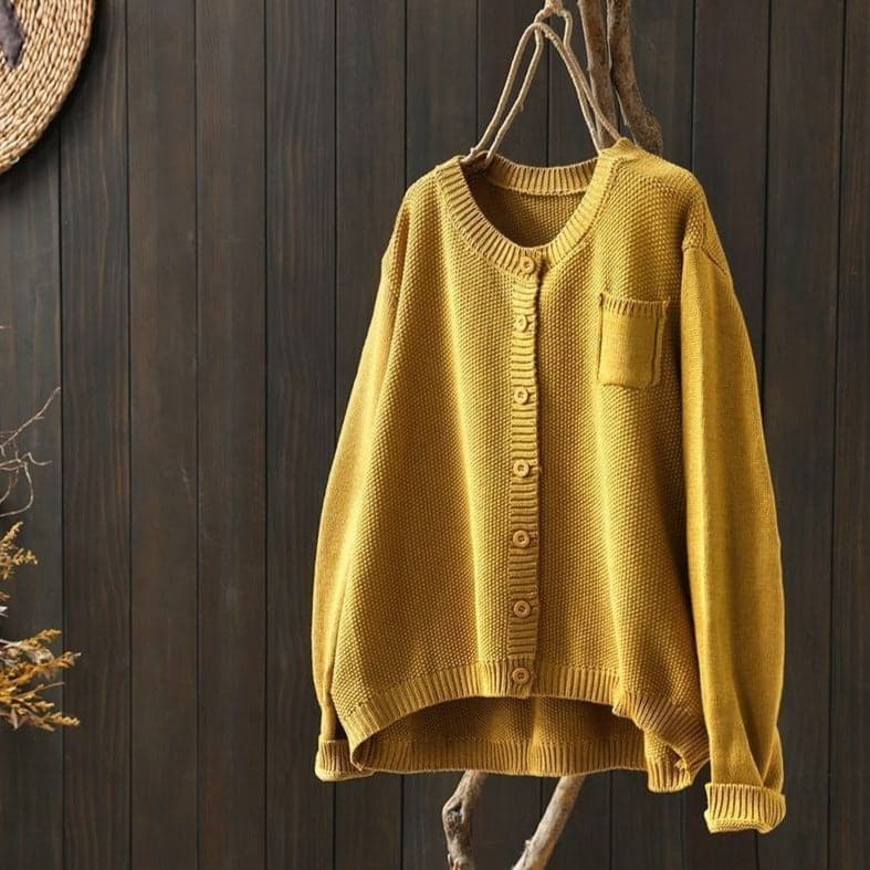 Stilla | Cardigan Strik Knaplukning Oversized Fit Blød og Behagelig