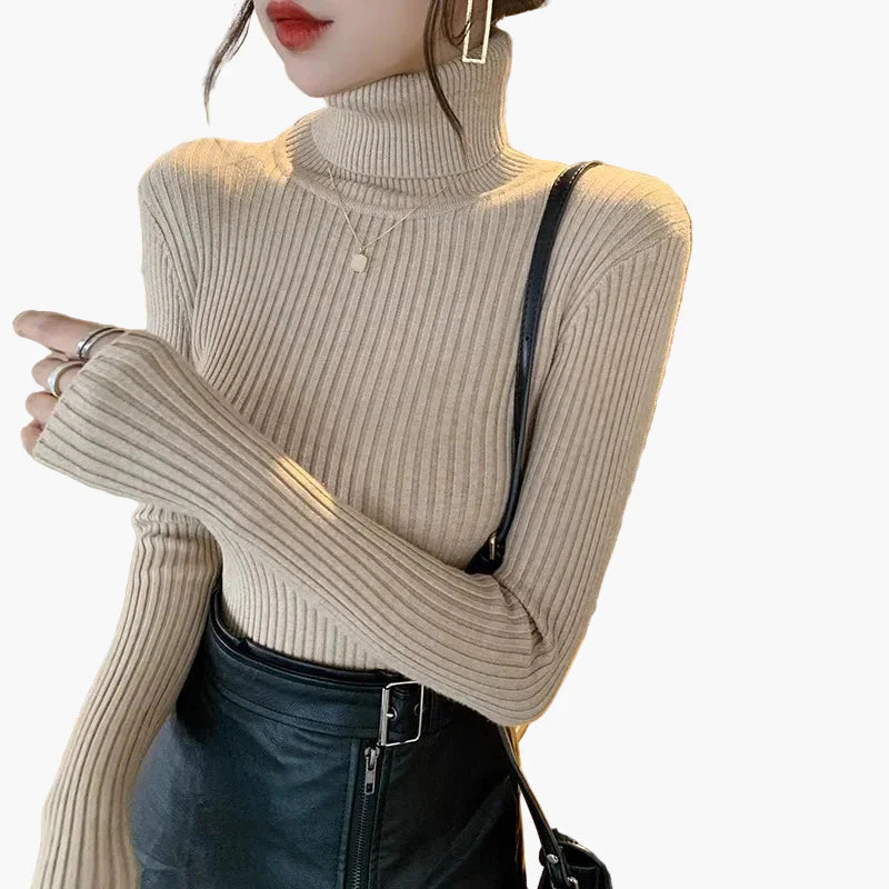Stilla | Rullekravepullover Ribbet Basis Langærmet - Alsidig Efterårs & Vinter Look