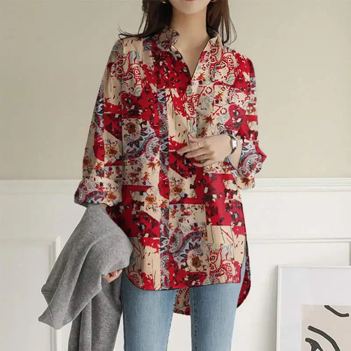 Stilla | Bluse Med Vintage Tryk