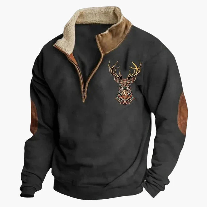 Stilla | Vintage Western Half-Zip Pullover med Etnisk Mønster til Udendørs og Fritid
