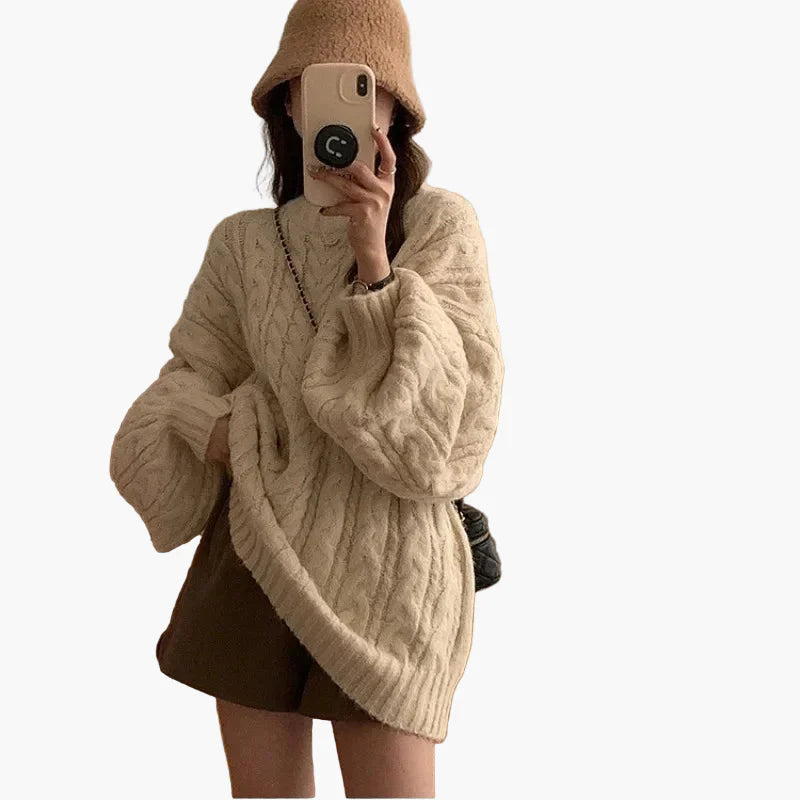 Stilla | Oversize Strikpullover I Løst Koreansk Stil - Behagelig Hverdagslook