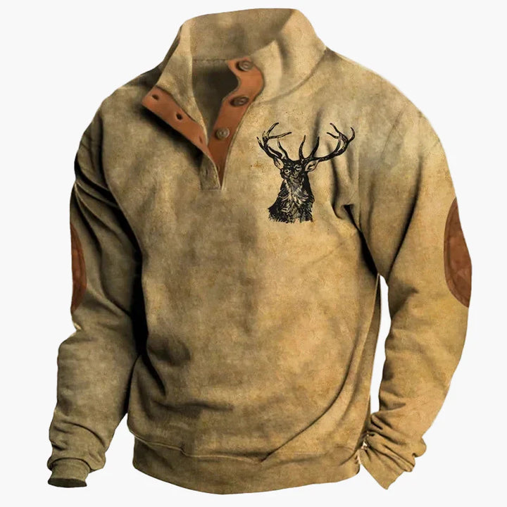 Stilla | Vintage Western Sweatshirt med Etnisk Mønster og Ståkrave - Fritidstrøje