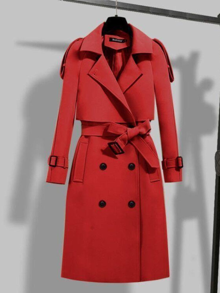 Stilla | Elegant lang trenchcoat - Dobbelt foret & med bælte