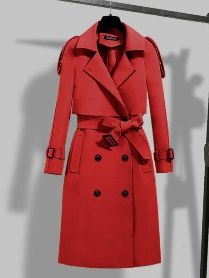 Stilla | Elegant lang trenchcoat - Dobbelt foret & med bælte