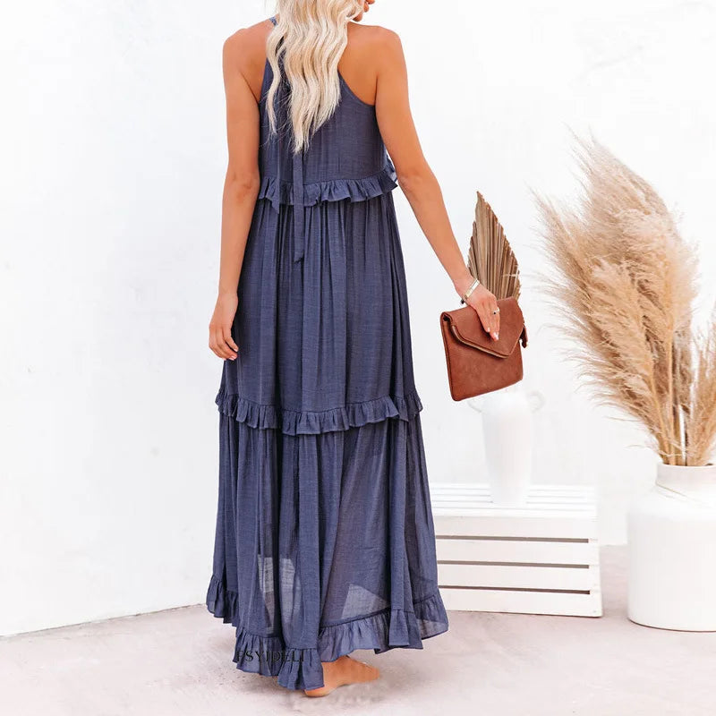 Stilla | Halter Ruffle Max Kjole