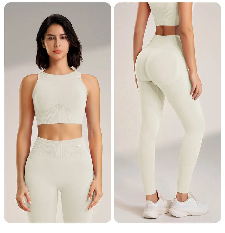 Skovae | Sømløse yoga sæt - Højtaljede leggings & top to-delt fitness outfit