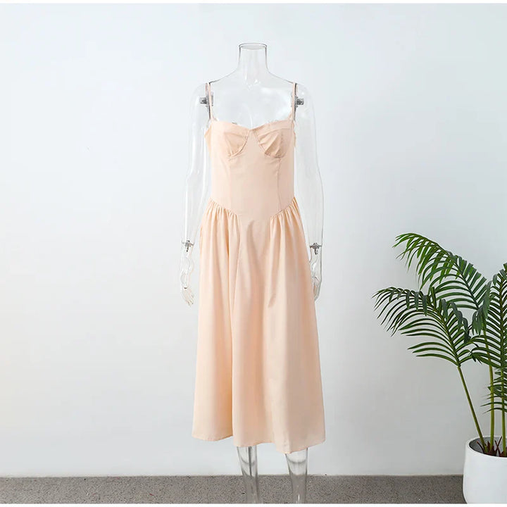 Stilla | Bustier Plisseret Midi Kjole