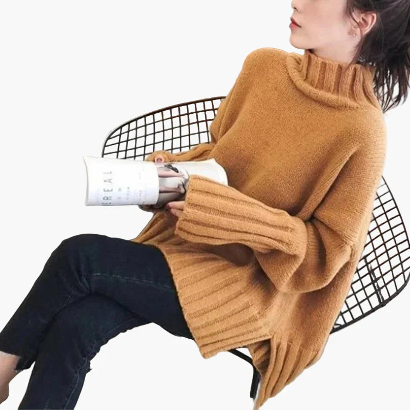 Stilla | Oversize Pullover med Høj Krave - Fashionabel Koreansk Stil til Efterår og Vinter