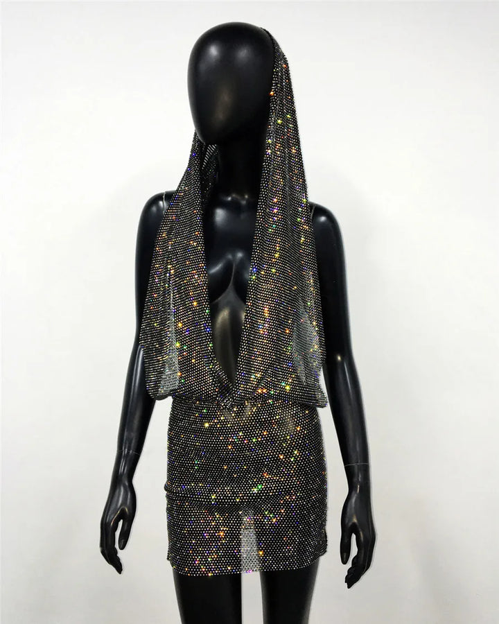 Stilla | Rhinestone Mesh Hættedragt