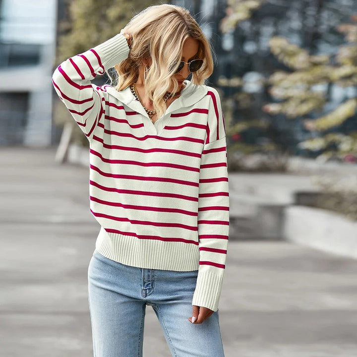Stilla | Stribet V-Udsnit Pullover