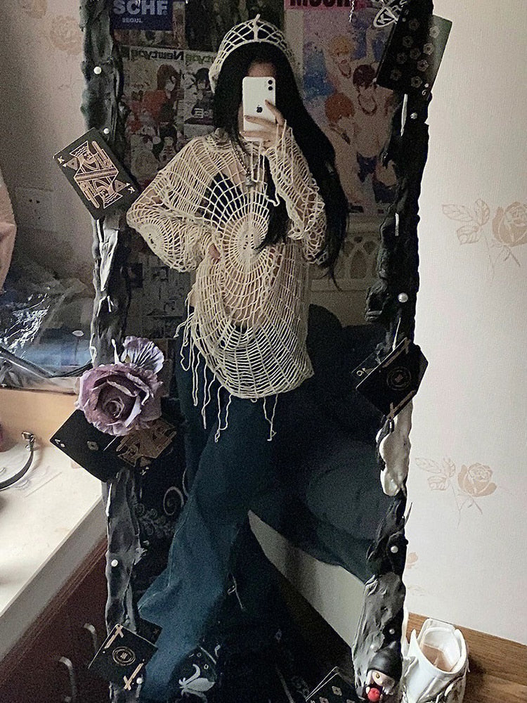 Stilla | Hættebluse Spider Lace Spice Girl Koreansk Dame Mode