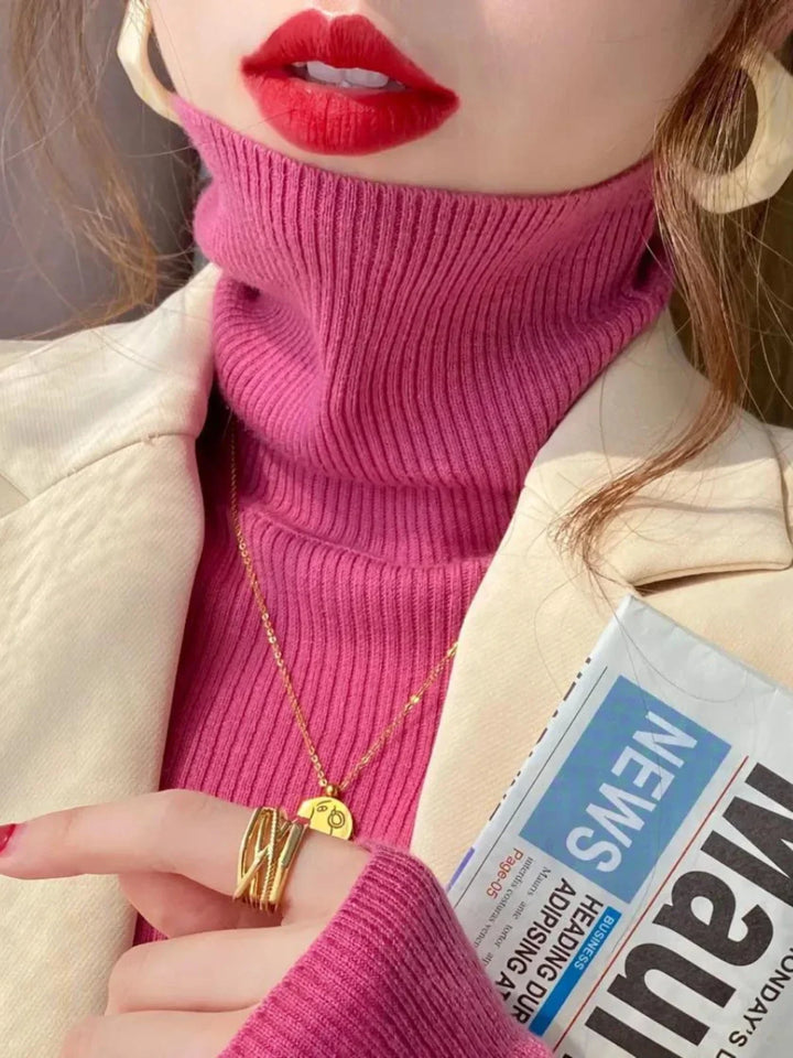 Stilla | Rullekravepullover Ribbet Basis Langærmet - Alsidig Efterårs & Vinter Look