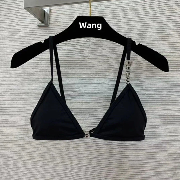 Skovae | Ny Rhinestone Bogstav Wang Strand Bikini Luxushjemmeskaber Y2K Mode Sexet Kvinder Strand Bikini Duo Sæt