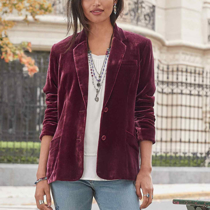 Stilla | Vintage Mode Blazer Jakke i Velvet