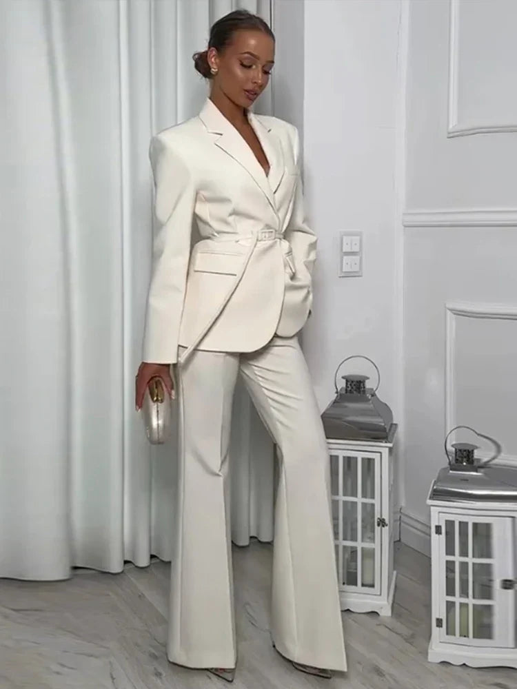 Stilla | Overall Blazer med bælte Bred bukser Luksuriøs stof