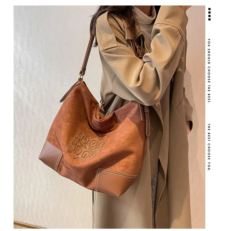 Skovae | Dame Luxus Mærke Messenger Tasker Retro Brun Crossbody Tote Tasker Spand Clutch Taske Indkøb Stor Kapacitet Rejsetaske