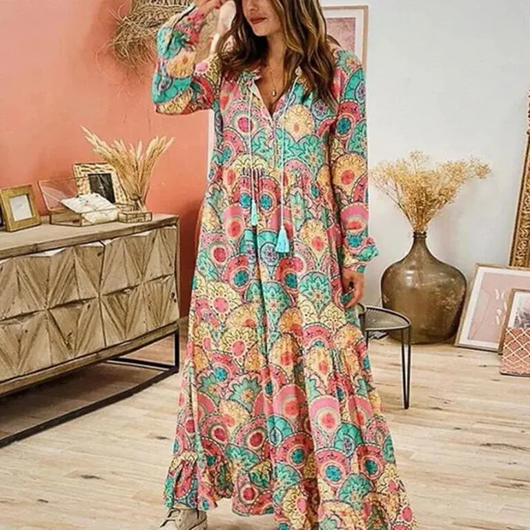 Stilla | Printed Bohemian Maxi Kjole
