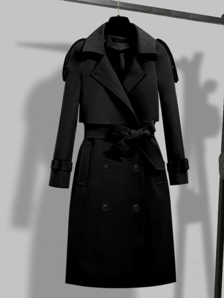 Stilla | Elegant lang trenchcoat - Dobbelt foret & med bælte