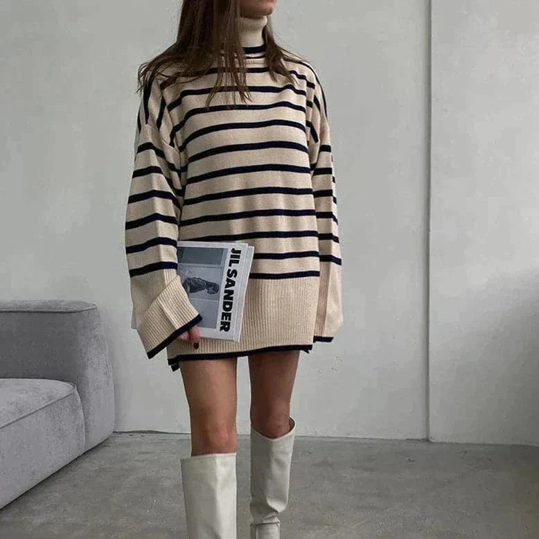 Stilla | Strikpullover Oversized Fit Blødt Rullekrave Lang Ærme Fritidsdesign