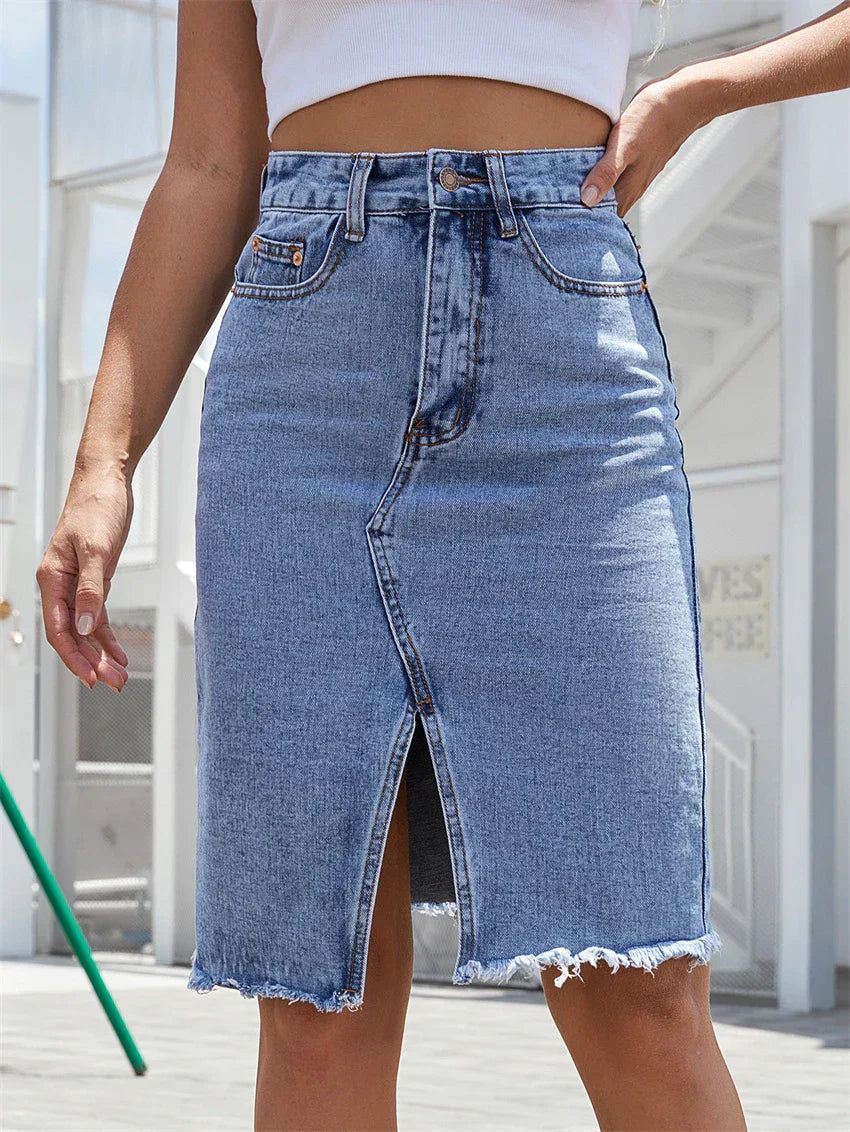 Stilla | Denim Nederdel Blå Bomuld Moderne og Stilfuld