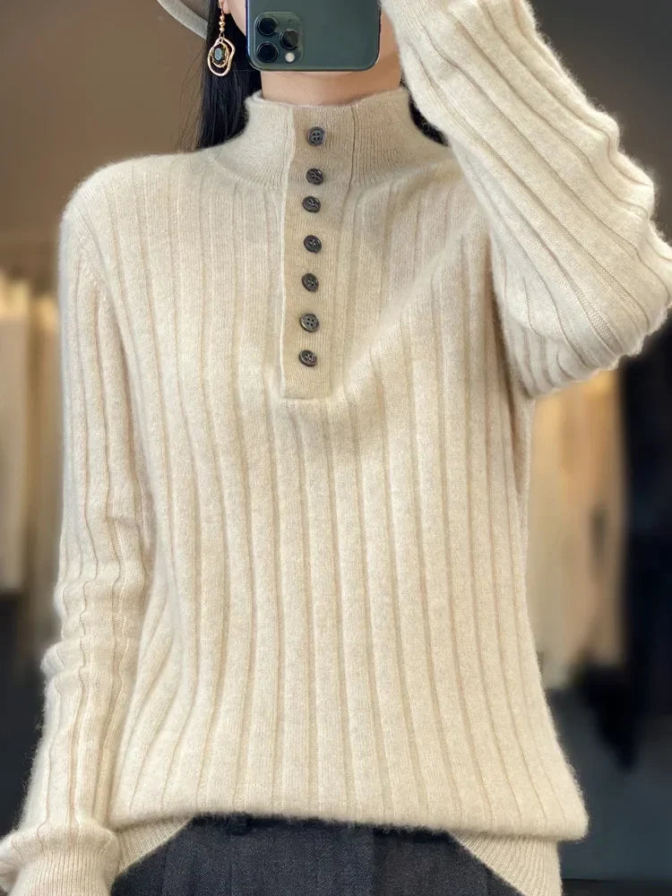 Stilla | Ribbstrik Polo med Kontrastfarvet Krave