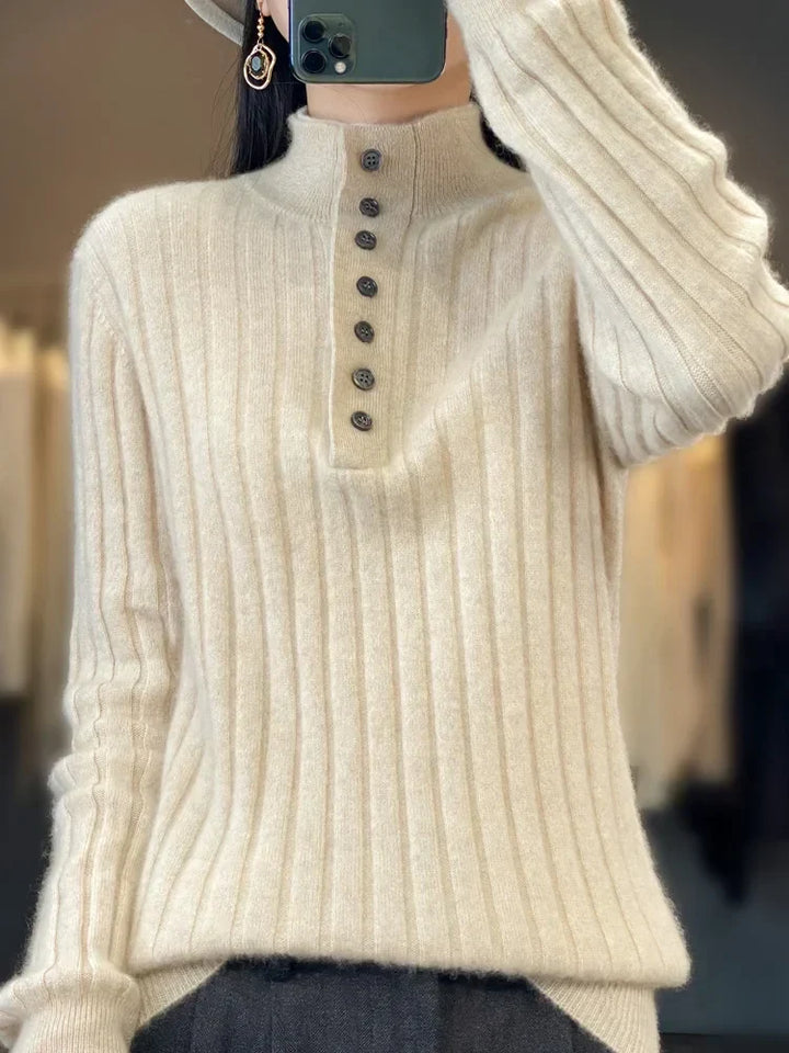 Stilla | Ribbstrik Polo med Kontrastfarvet Krave