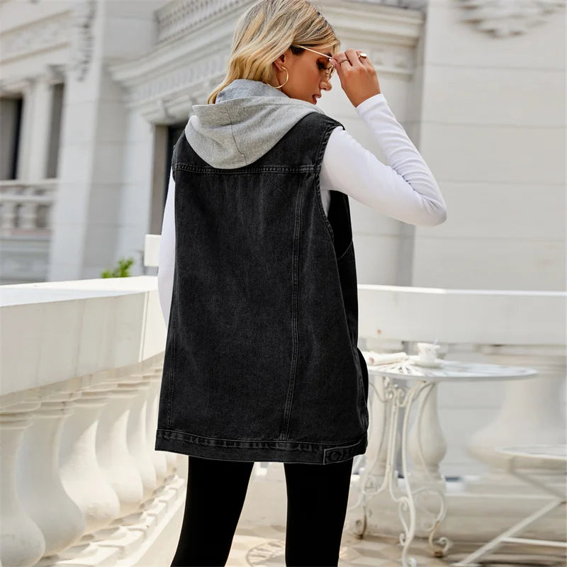 Stilla | Jeansvest Med Hætte
