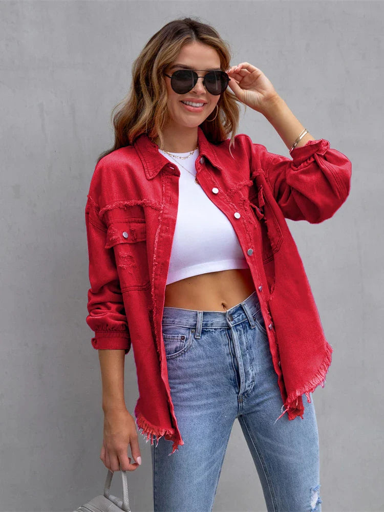 Stilla | Ragged Denim Slåkrave Jakke
