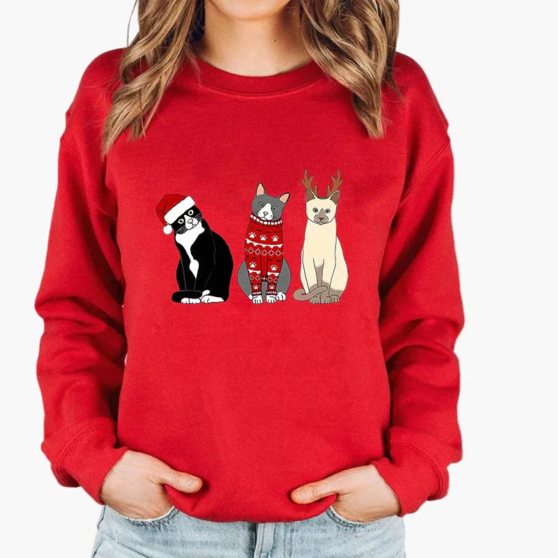 Stilla | Juletrøje med Kat og Lyskæde - Sjov Vinter-Sweater til Katteelskere