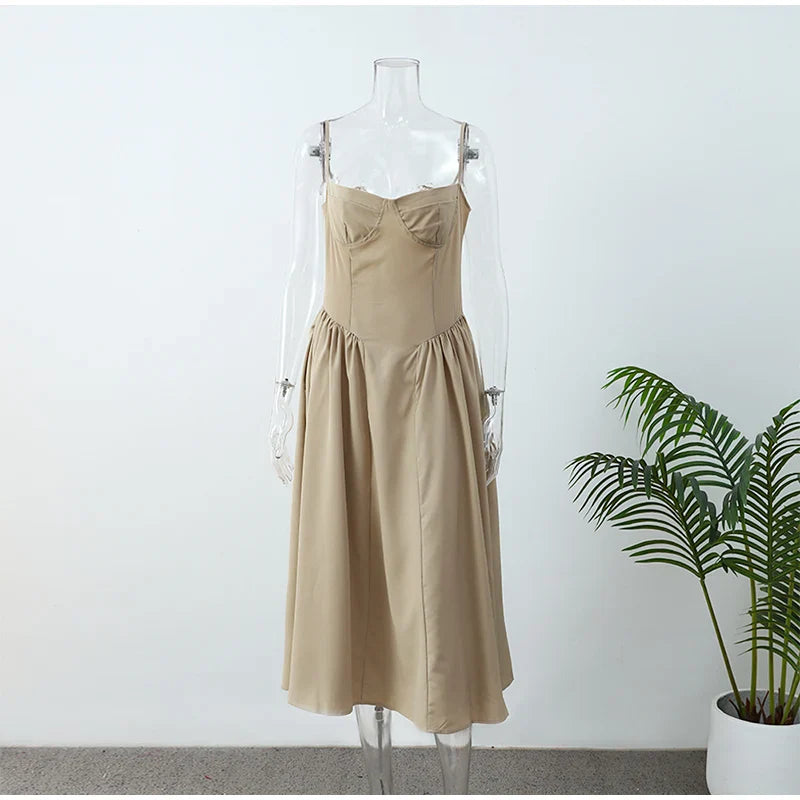 Stilla | Bustier Plisseret Midi Kjole