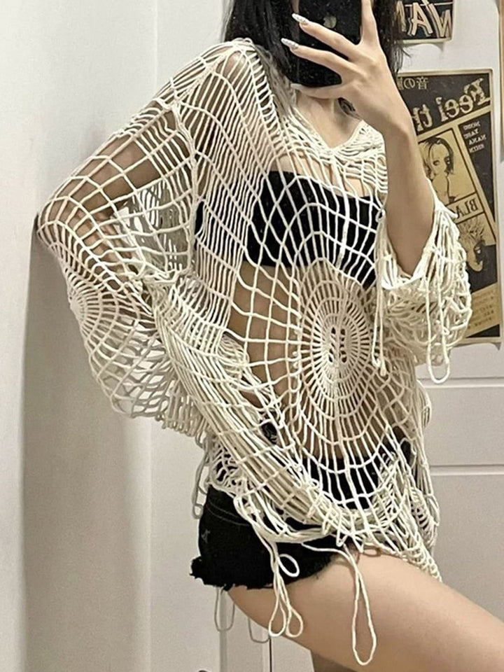 Stilla | Hættebluse Spider Lace Spice Girl Koreansk Dame Mode