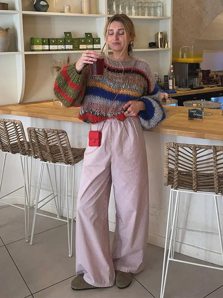 Stilla | Farverig Sweater Med Lange Ærmer
