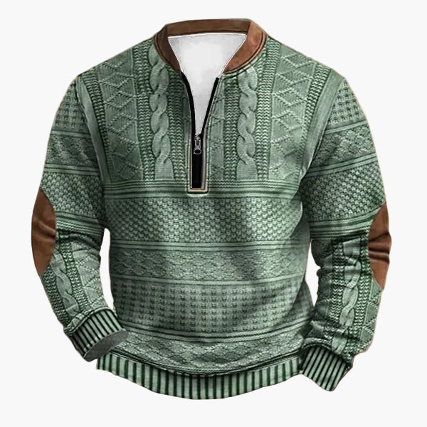 Stilla | Strikpullover med Fletter og Kvart Lynlås - Mode Fritidspullover til Efterår og Vinter