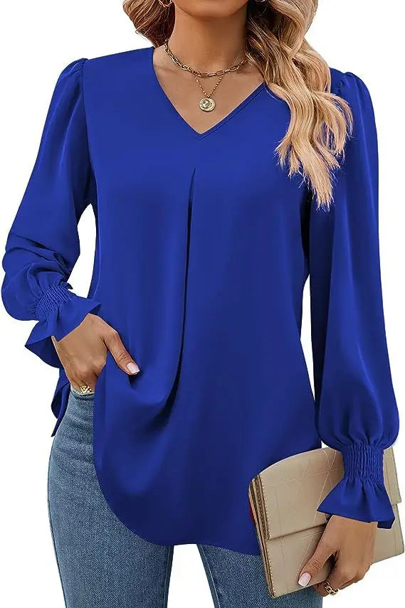 Stilla | Elegant Løs Chiffon Bluse til Kvinder