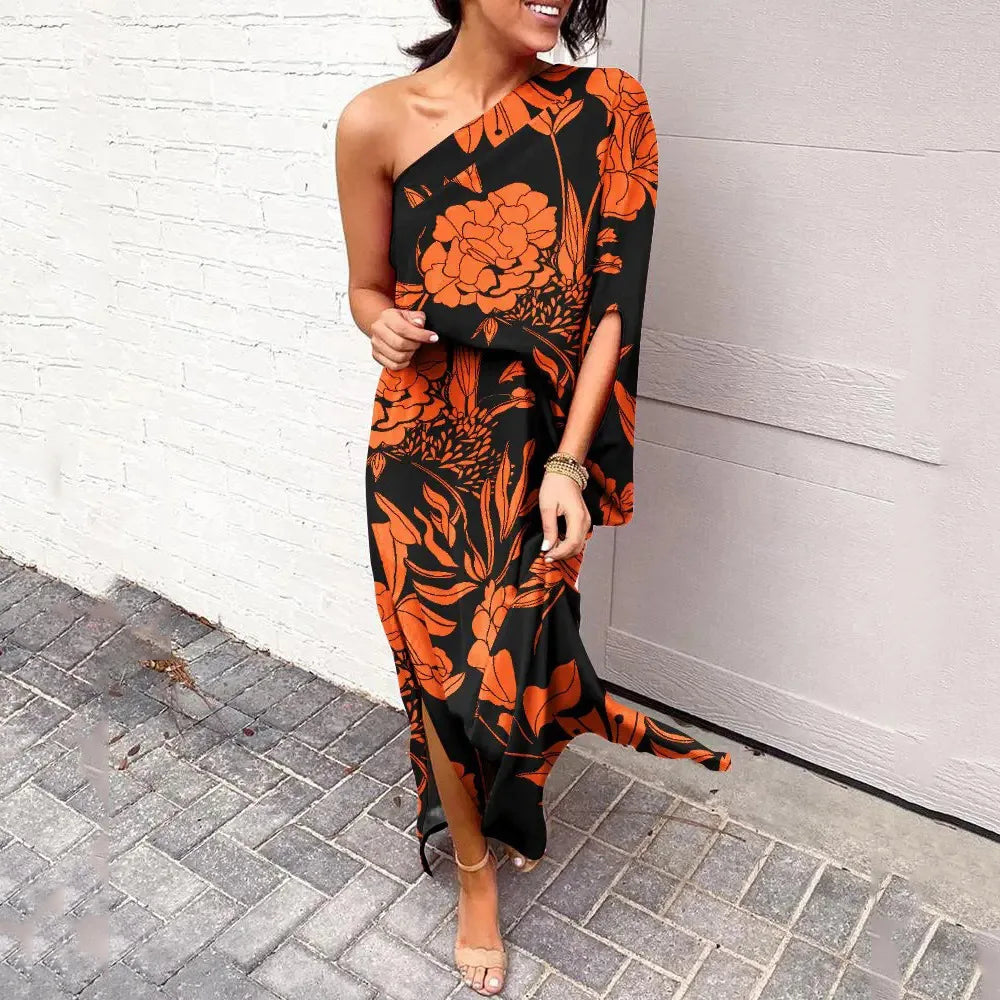 Stilla | Diagonal Skulder Maxi Kjole
