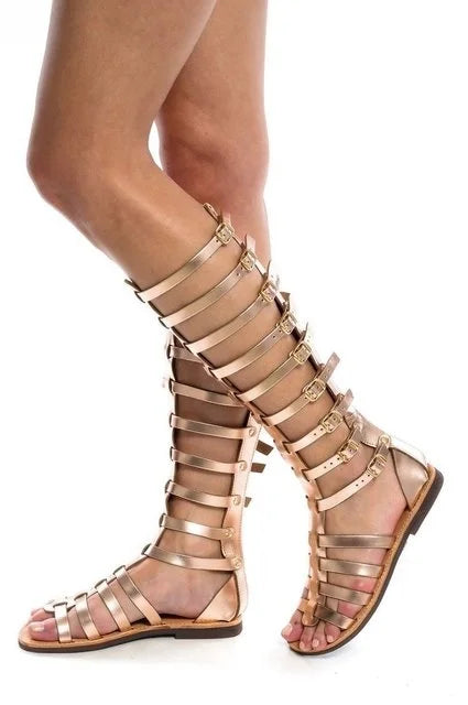 Skovae | Gladiator Sandal Damer Sommer Romerske Bandage Sandaler Kvinder Casual Zip Flade Sandaler Piger Sommer Hul Strand Sko