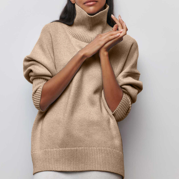 Stilla | Rullekrave sweater Oversized Fit Blød strik Korte ærmer