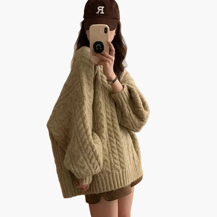 Stilla | Oversize Strikpullover I Løst Koreansk Stil - Behagelig Hverdagslook