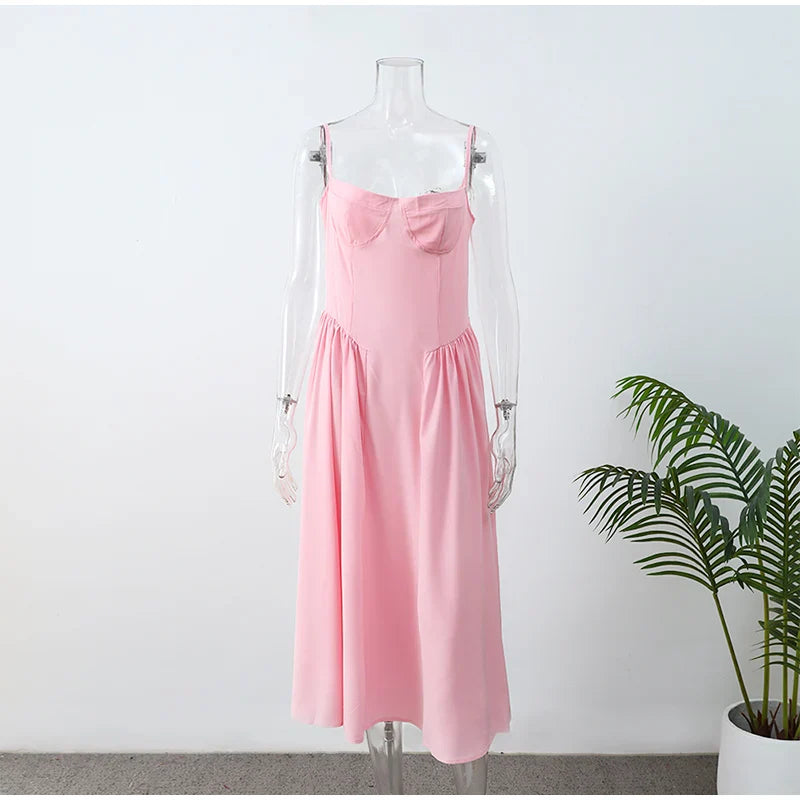 Stilla | Bustier Plisseret Midi Kjole