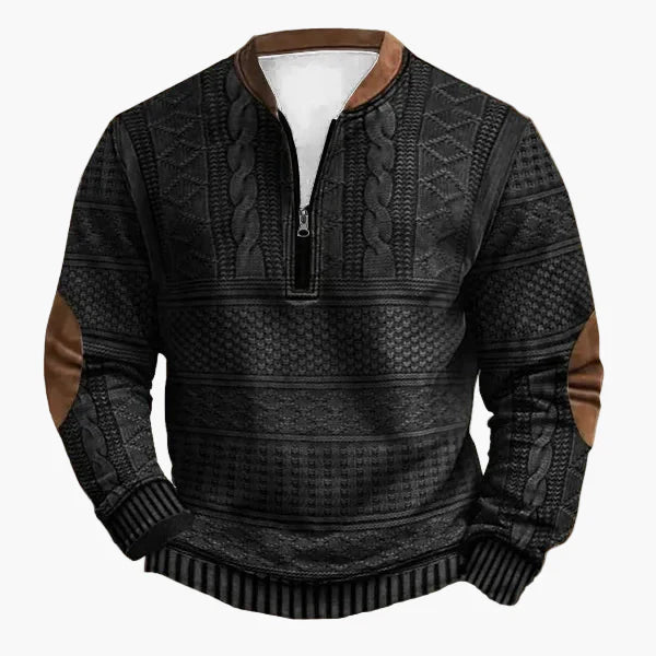 Stilla | Strikpullover med Fletter og Kvart Lynlås - Mode Fritidspullover til Efterår og Vinter