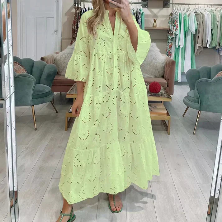 Stilla | Elegante Kjole Med Broderede Øjne