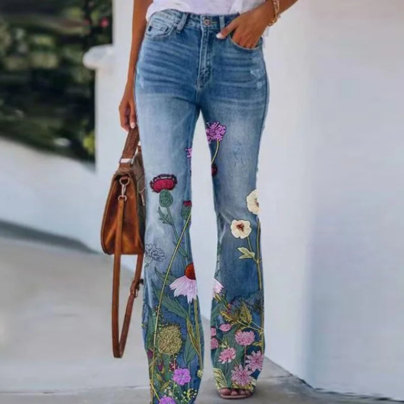Stilla | Jeans Med Blomstermønster